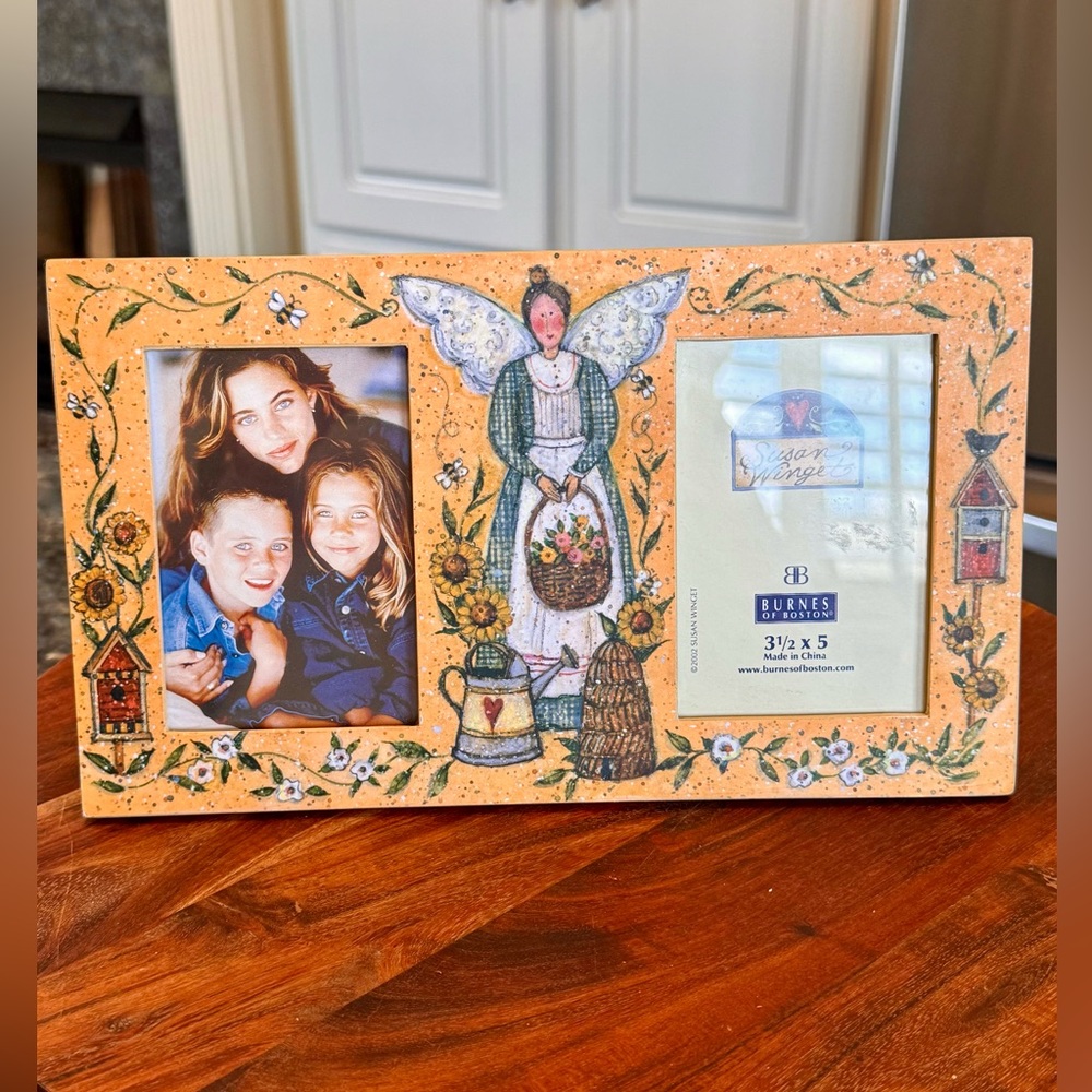 Vintage 2002 Susan Winget for Burnes of Boston folk art double picture frame